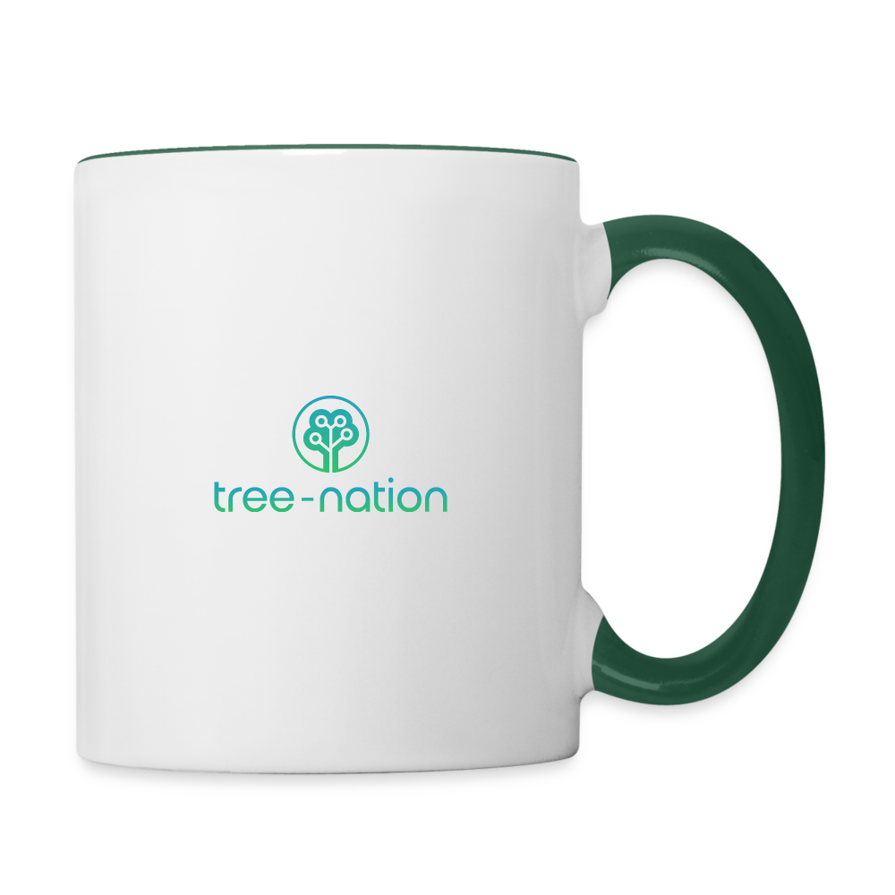 Contrasting Mug + 10 trees - white/dark green