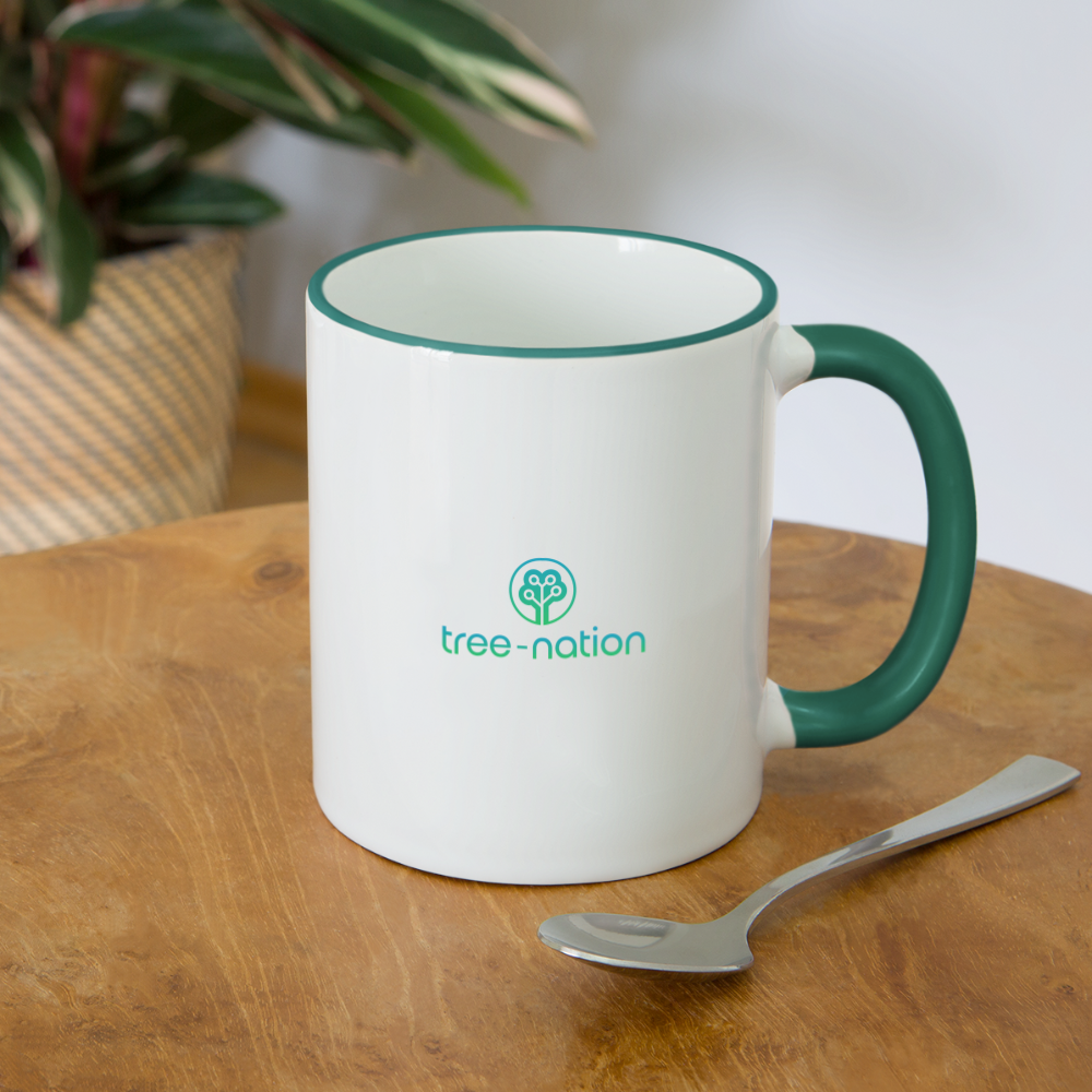 Contrasting Mug + 10 trees - white/dark green