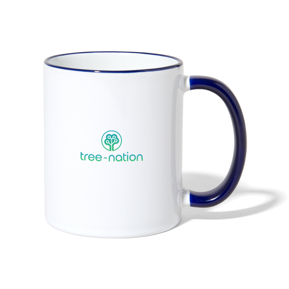 Contrasting Mug + 10 trees - white/cobalt blue