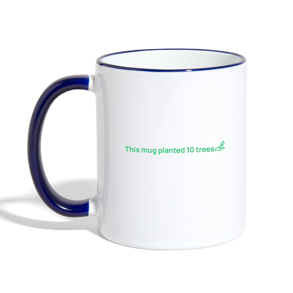 Contrasting Mug + 10 trees - white/cobalt blue