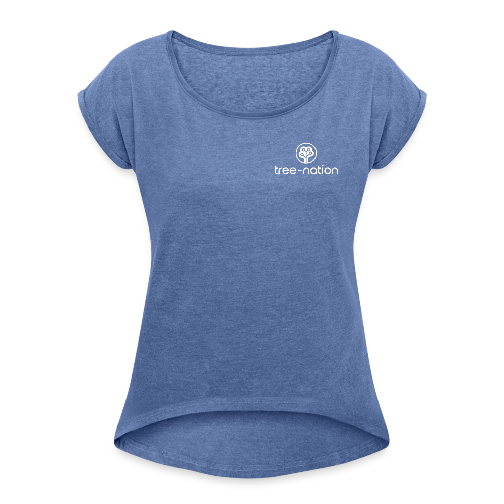 Women’s T-Shirt with rolled up sleeves + 10 trees - heather denim