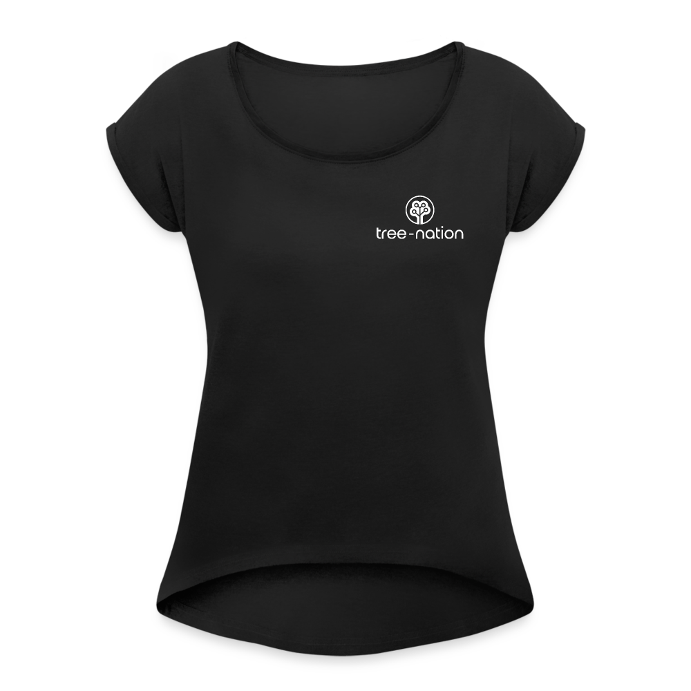 Women’s T-Shirt with rolled up sleeves + 10 trees - black