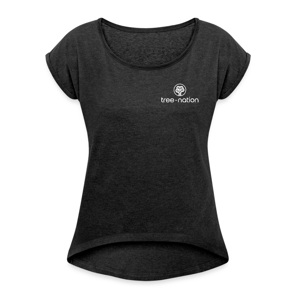 Women’s T-Shirt with rolled up sleeves + 10 trees - heather black