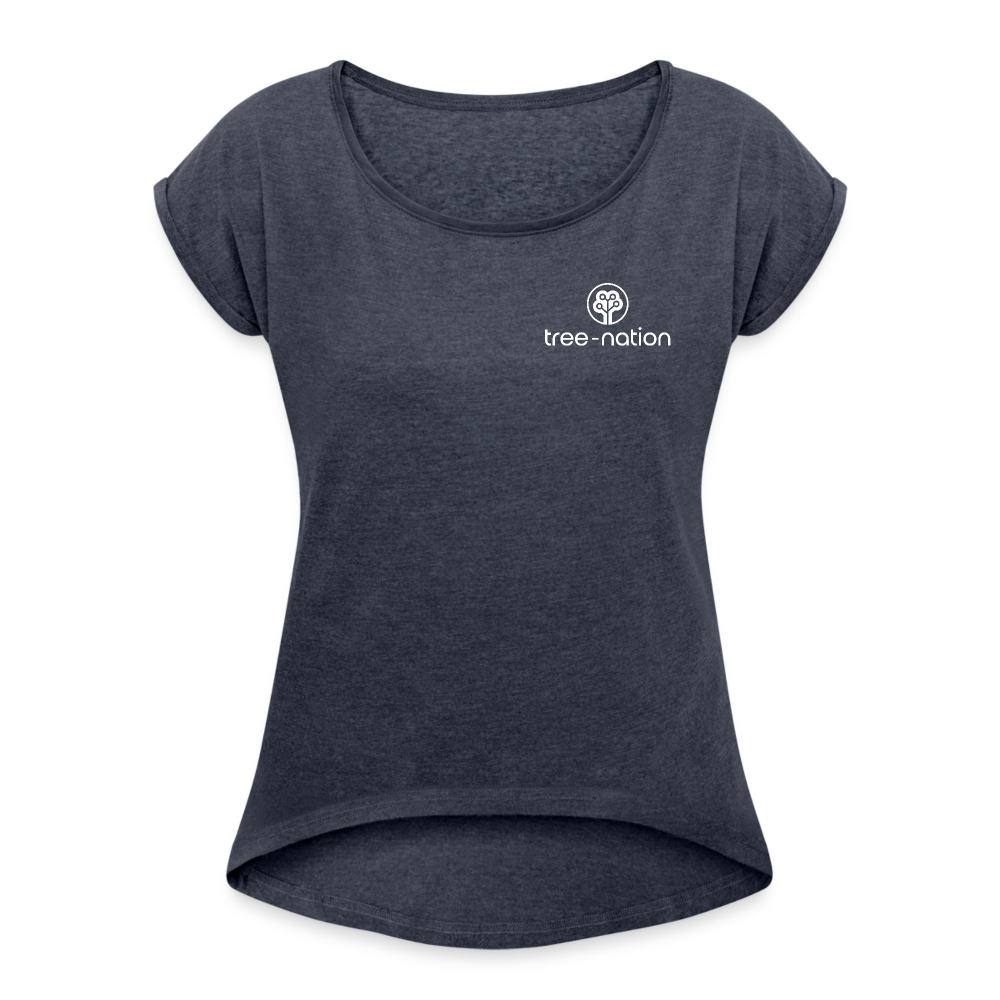 Women’s T-Shirt with rolled up sleeves + 10 trees - heather navy