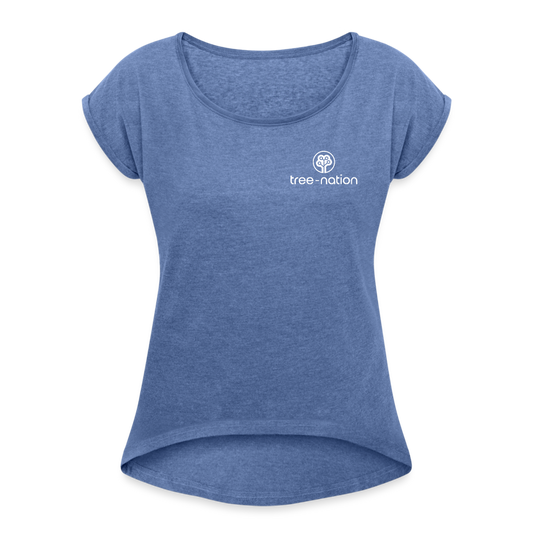 Women’s T-Shirt with rolled up sleeves + 10 trees - heather denim