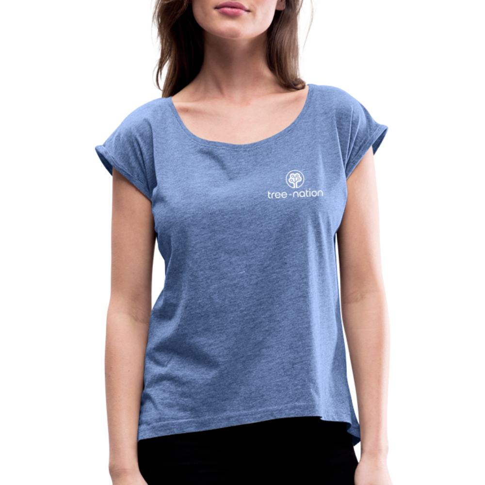 Women’s T-Shirt with rolled up sleeves + 10 trees - heather denim